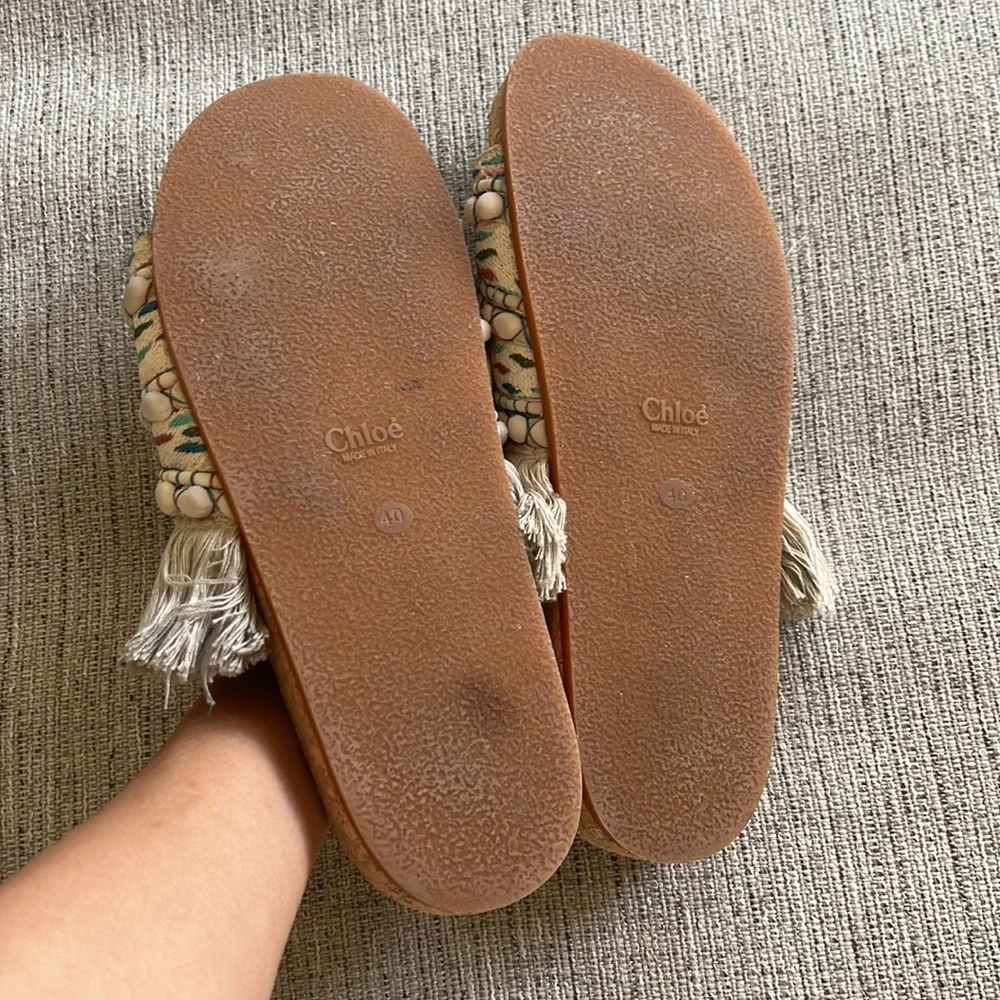 Chloe Nolan boho fringe sandals size 10